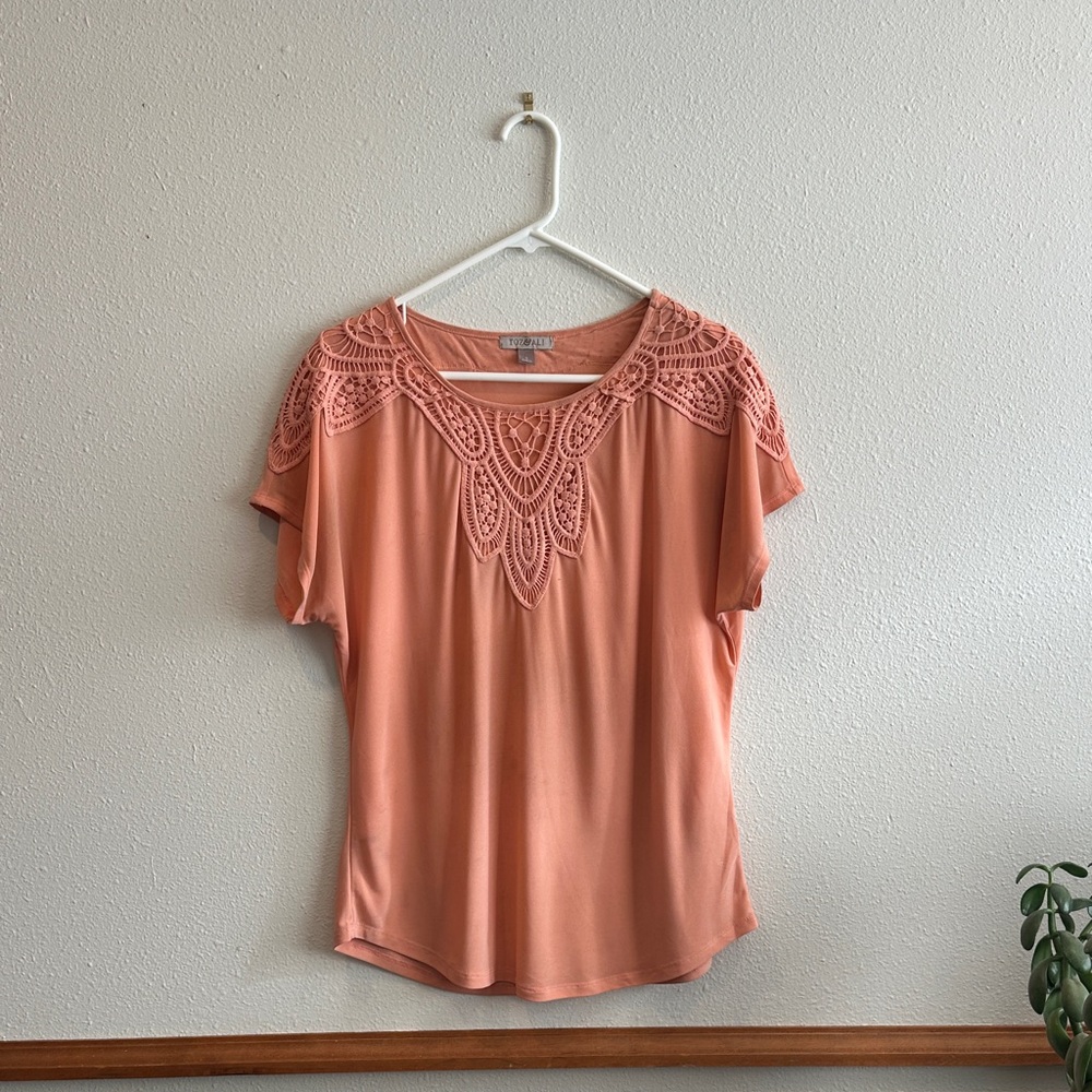 Coral Lace Detail Blouse